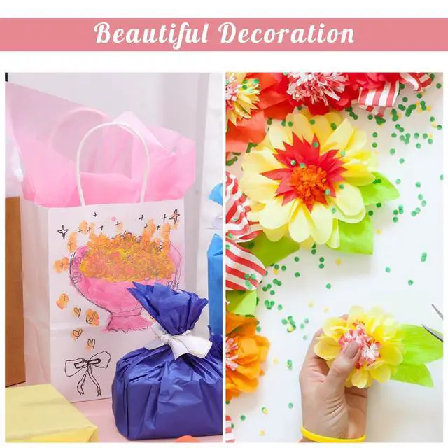 Alt view image 5 of 6 - woric 160 Sheets Tissue Paper for Gift Bags 20 X 14 Inches Multicolor Gift Tissue Paper Bulk for Crafts Flowers Wrapping Art Projects Birthday Party Decorations