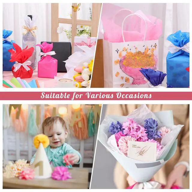 Alt view image 6 of 6 - woric 160 Sheets Tissue Paper for Gift Bags 20 X 14 Inches Multicolor Gift Tissue Paper Bulk for Crafts Flowers Wrapping Art Projects Birthday Party Decorations