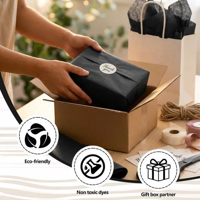Alt view image 3 of 6 - Bobobag 100 Sheets Black Tissue Paper, 20"X14" Matte Black Tissue Paper for Gift Bags Halloween Gift Wrapping, Holiday Decoration & Arts Craft