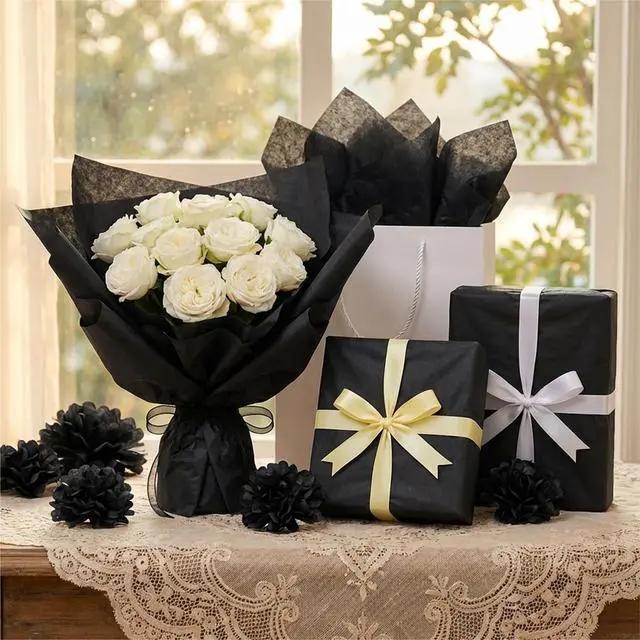 Alt view image 6 of 6 - Bobobag 100 Sheets Black Tissue Paper, 20"X14" Matte Black Tissue Paper for Gift Bags Halloween Gift Wrapping, Holiday Decoration & Arts Craft