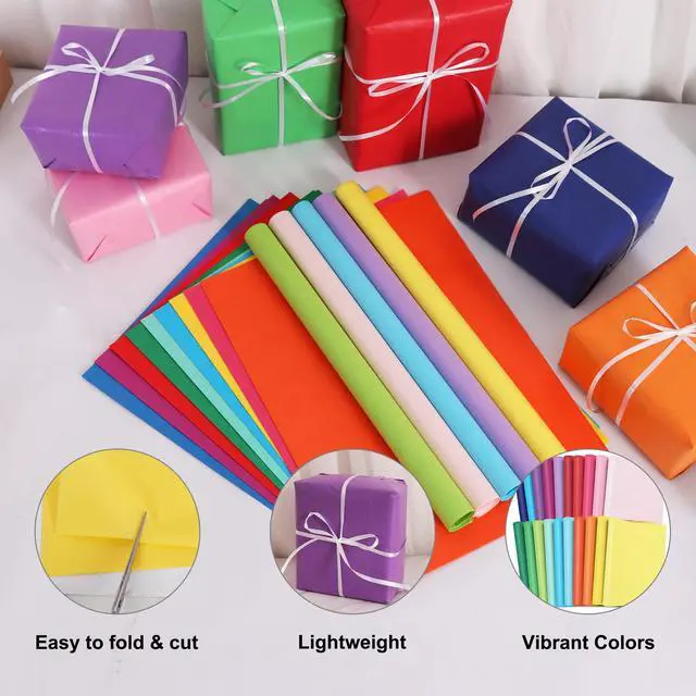 Alt view image 3 of 3 - BEISHIDA 100 Sheets Tissue Paper Bulk, 20 Colors 14 x 20 Inch Wrapping Tissue Paper for Gift Bags, Colored Tissue Paper Bulk for Packaging Birthday Wedding Graduation Party Flower Decoration