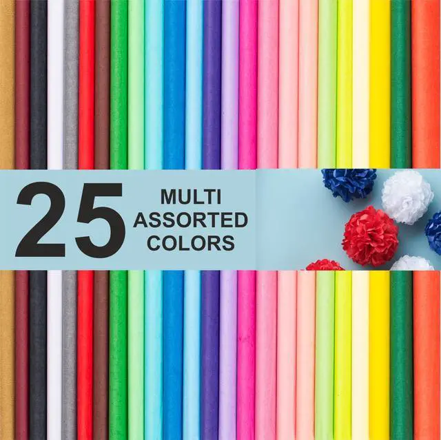 Alt view image 2 of 7 - Tissue Paper for Gift Bags - Tissue Paper Bulk | 25 Colors 100 Sheets Colored 20x26 | Crafts, Wrapping, Packaging, Birthday, Holiday