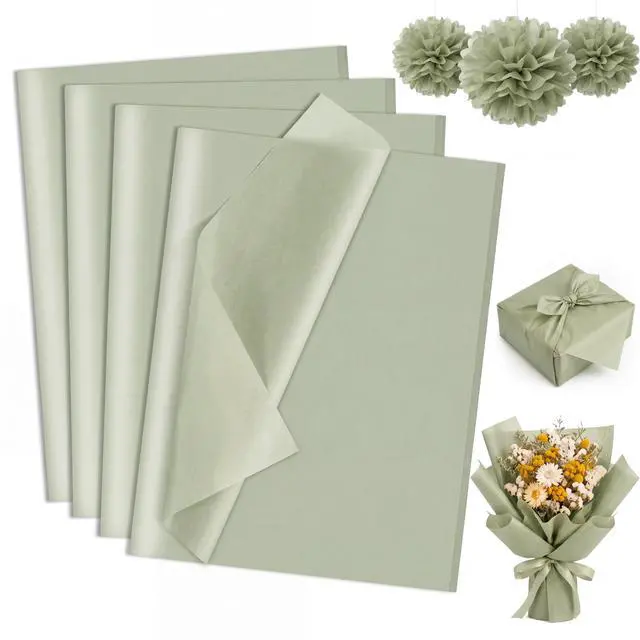 Main image of woric 160 Sheets Sage Green Tissue Paper for Gift Bags 20 X 14 Inches Wrapping Tissue Paper Bulk for DIY Crafts Gift Packaging Weddings Bridal Shower Baby Shower Decorations