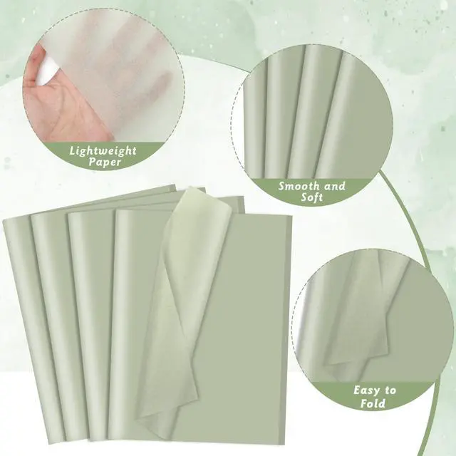 Alt view image 3 of 6 - woric 160 Sheets Sage Green Tissue Paper for Gift Bags 20 X 14 Inches Wrapping Tissue Paper Bulk for DIY Crafts Gift Packaging Weddings Bridal Shower Baby Shower Decorations