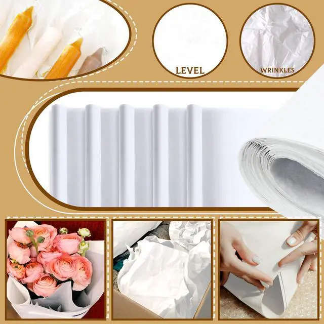 Alt view image 4 of 7 - VOKOY 150 Sheets White Tissue Paper for Gift Bags, 24" x 36" Wrapping Tissue Paper Bulk for Wedding, Birthday, Christmas Gifts Packaging, DIY Crafts, Storage, Moving Packing, Party Decor