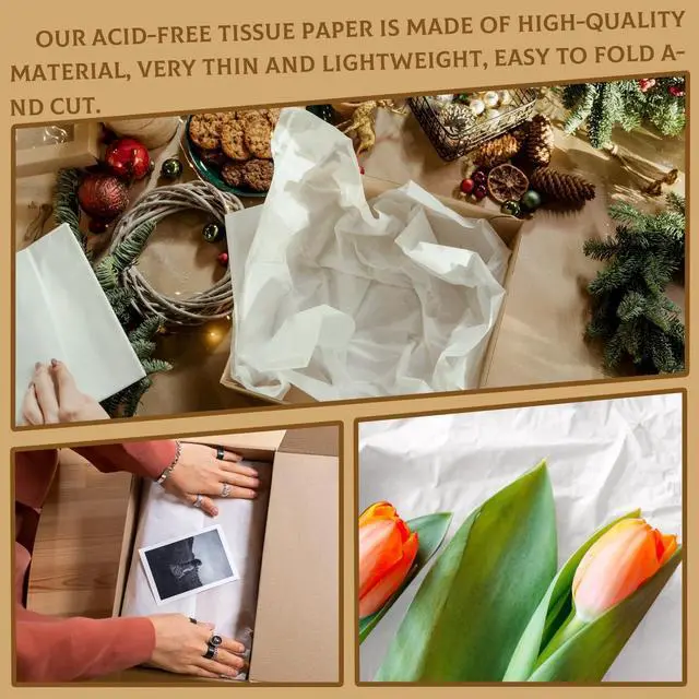 Alt view image 5 of 7 - VOKOY 150 Sheets White Tissue Paper for Gift Bags, 24" x 36" Wrapping Tissue Paper Bulk for Wedding, Birthday, Christmas Gifts Packaging, DIY Crafts, Storage, Moving Packing, Party Decor