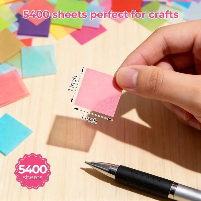 Alt view image 3 of 7 - Simetufy 5400 Pcs 1 in Tissue Paper Squares 36 Assorted Colors for Crafts