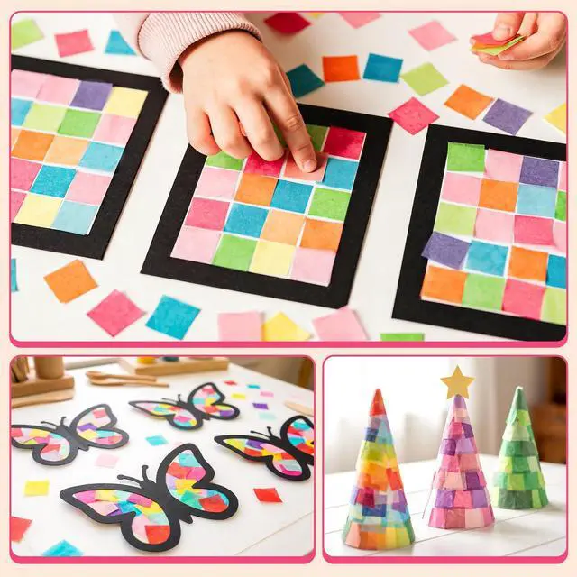 Alt view image 7 of 7 - Simetufy 5400 Pcs 1 in Tissue Paper Squares 36 Assorted Colors for Crafts