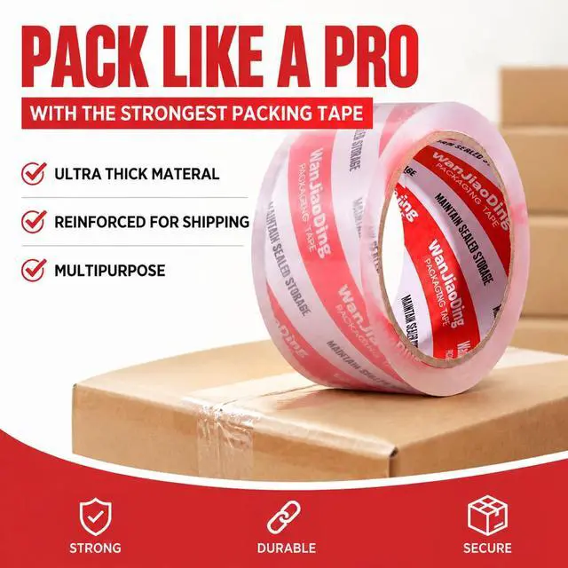 Alt view image 6 of 7 - WanJiaoDing Packing Tape Refills, Clear, Packaging Tape Heavy Duty Designed for Moving, Shipping and Packing, Mailing,1.88" x 60 yds, 1 Rolls
