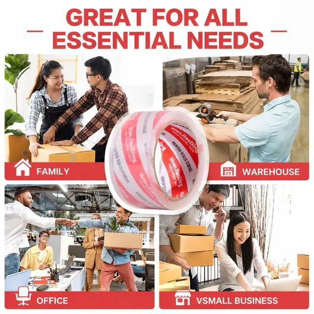 Alt view image 7 of 7 - WanJiaoDing Packing Tape Refills, Clear, Packaging Tape Heavy Duty Designed for Moving, Shipping and Packing, Mailing,1.88" x 60 yds, 1 Rolls