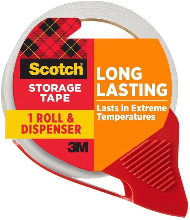 Main image of Long Lasting Storage Shipping Packaging Tape, 1.88" x 38.2 yd, 1 Roll with Dispenser (3650S-RD-ESF)