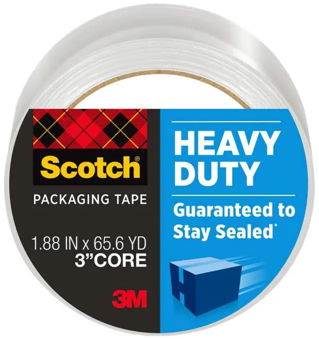 Main image of Scotch Heavy Duty Packaging Tape, 1.88" x 65.6 yd, Designed for Packing, Shipping and Mailing, Strong Seal on All Box Types, 3" Core, Clear, 1 Roll (3850-60)