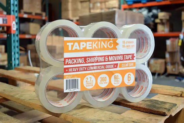 Alt view image 2 of 6 - Tape King Clear Packing Tape - 60 Yards Per Roll (Pack of 6 Rolls) - Stronger & Thicker 2.7mil, Heavy Duty Adhesive Industrial Depot Tapes for Moving Packaging Shipping, Office & Storage