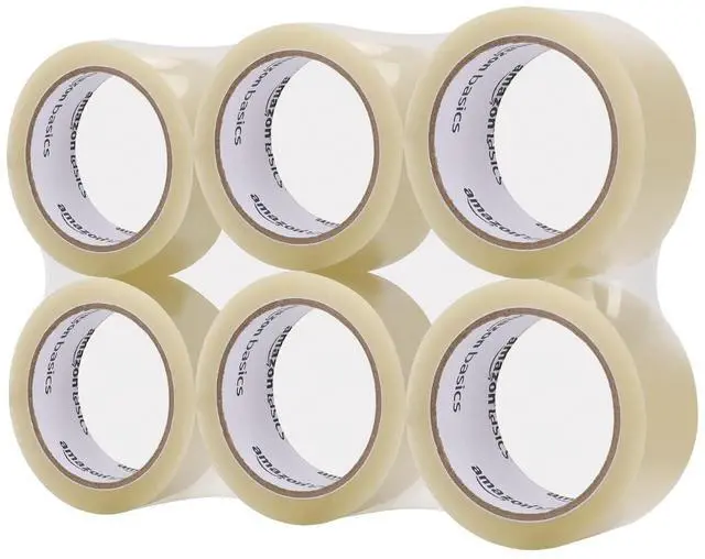 Main image of Shipping Packing Tape for Moving and Sealing Boxes, Clear, 1.9 in x 60.3 yards, 1.8mil Thickness, 6 Rolls
