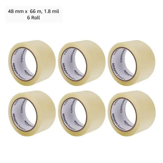 Alt view image 4 of 4 - Shipping Packing Tape for Moving and Sealing Boxes, Clear, 1.9 in x 60.3 yards, 1.8mil Thickness, 6 Rolls