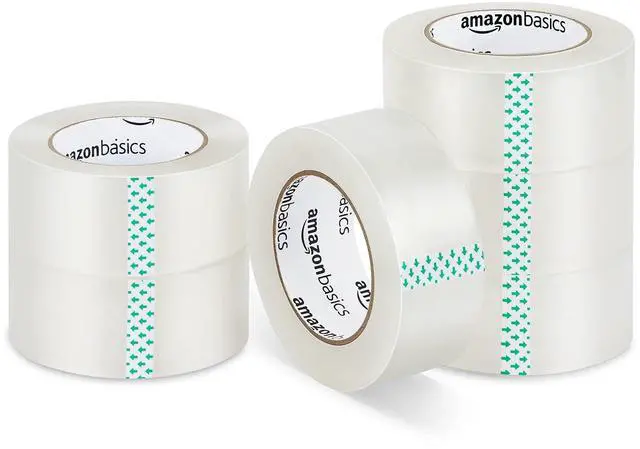 Main image of Strong Adhesive Packing Tape for Moving Boxes, Shipping and Sealing, Clear, 1.88" x 109 Yards, 6-Pack, Total 654 Yards
