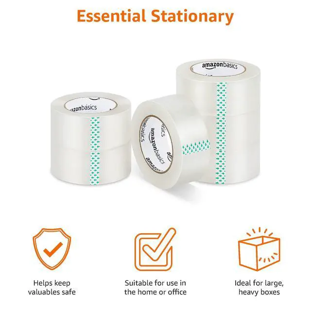 Alt view image 3 of 7 - Strong Adhesive Packing Tape for Moving Boxes, Shipping and Sealing, Clear, 1.88" x 109 Yards, 6-Pack, Total 654 Yards