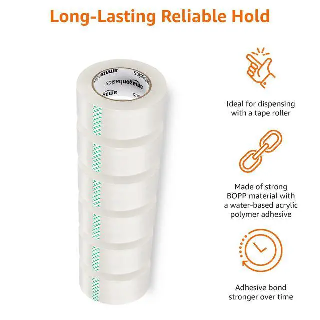 Alt view image 4 of 7 - Strong Adhesive Packing Tape for Moving Boxes, Shipping and Sealing, Clear, 1.88" x 109 Yards, 6-Pack, Total 654 Yards