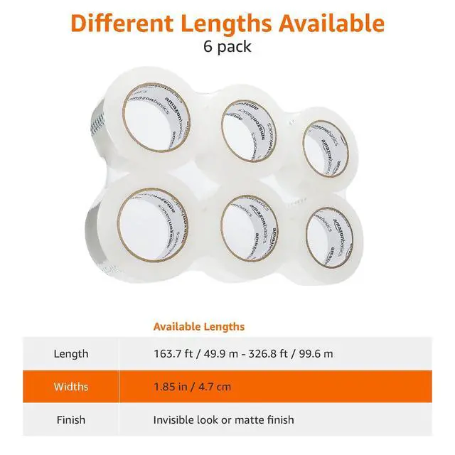 Alt view image 5 of 7 - Strong Adhesive Packing Tape for Moving Boxes, Shipping and Sealing, Clear, 1.88" x 109 Yards, 6-Pack, Total 654 Yards