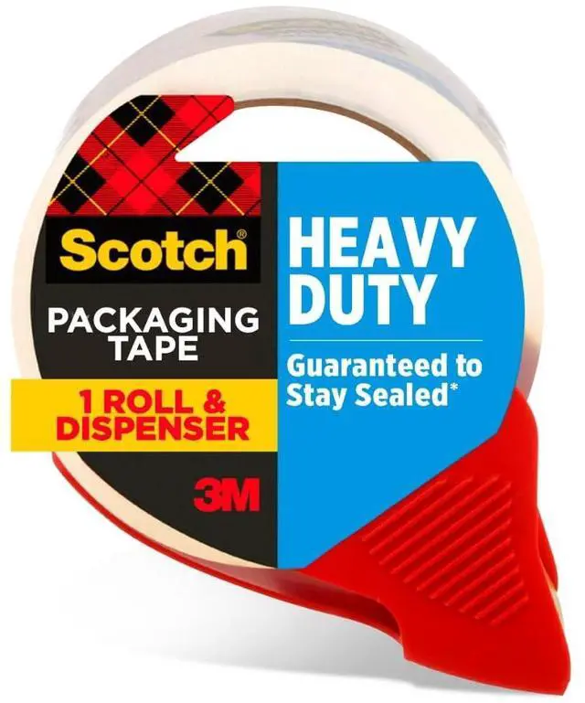Main image of Scotch Heavy Duty Shipping Packing Tape, Clear, Shipping and Packaging Supplies, 1.88 in. x 38.2 yd., 1 Tape Roll with Dispenser