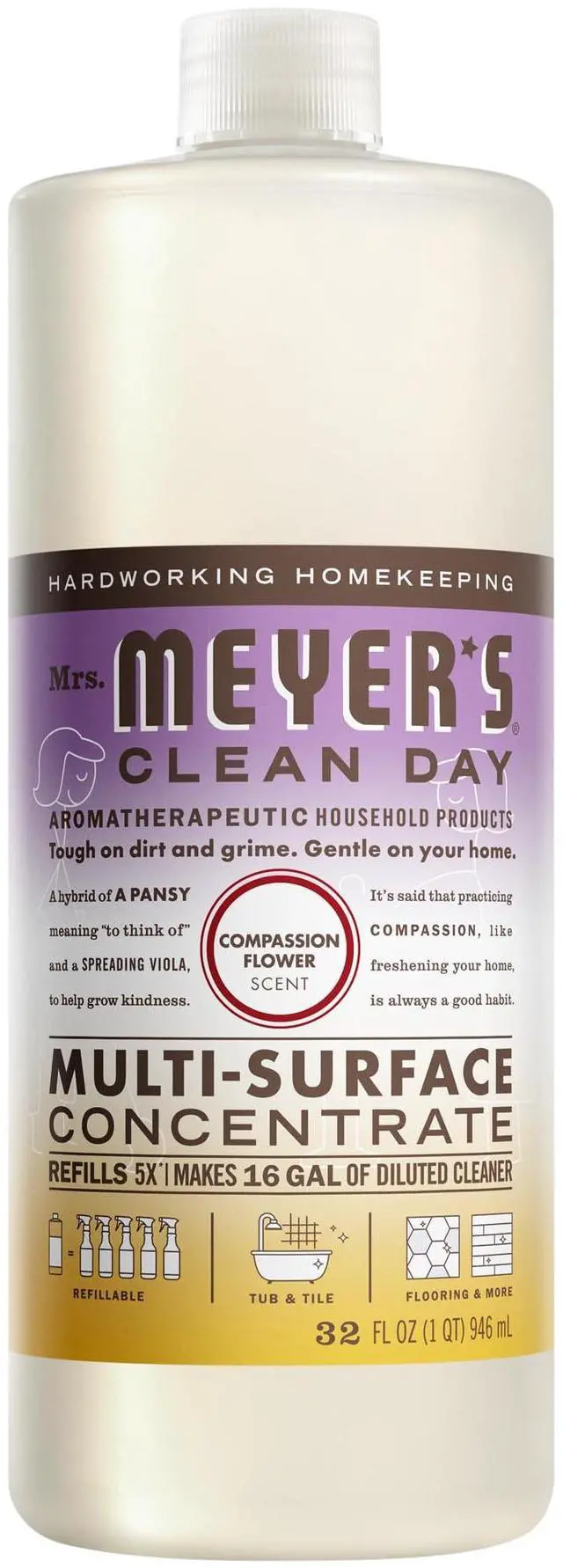 Main image of Mrs. MEYER'S CLEAN DAY Multi-Surface Everyday Concentrate, Compassion Flower Scent, 32 Fl Oz Bottle