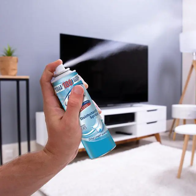 Alt view image 7 of 7 - Lysol To Go Disinfectant Spray, Travel Size Sanitizing, For On-the-Go Disinfecting and Deodorizing, Crisp Linen, 1.5 Fl. Oz (Pack of 4)