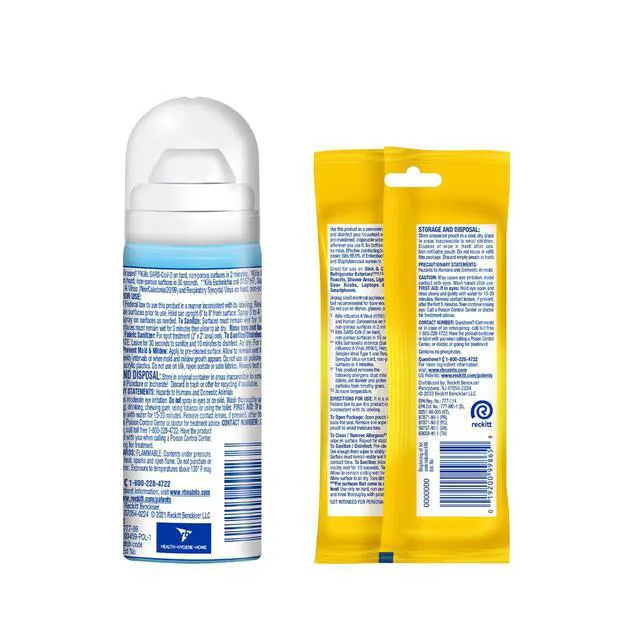 Alt view image 6 of 7 - Lysol To Go Bundle - 1.5 Ounce Crisp Linen Disinfectant Spray and Lemon Lime Disinfecting Wipes Flat Pack