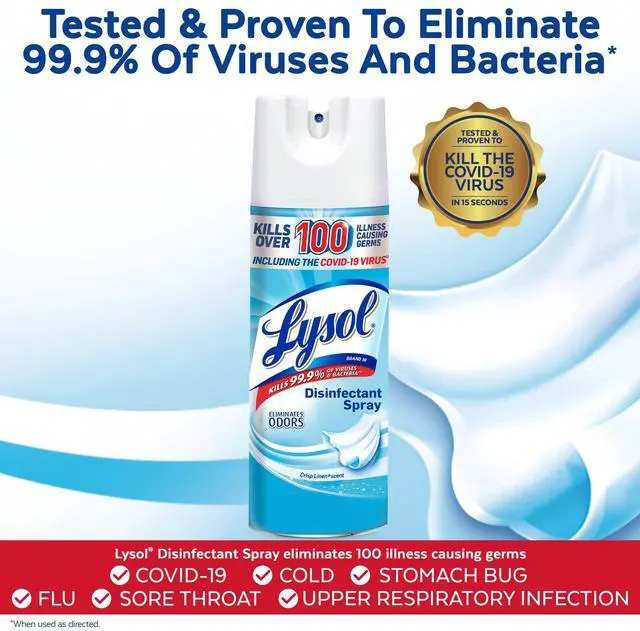 Alt view image 2 of 7 - Lysol Sanitizing and Antibacterial Spray for Disinfecting & Deodorizing, Crisp Linen, 12.5 Fl Oz