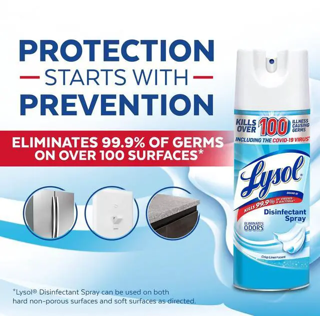 Alt view image 4 of 7 - Lysol Sanitizing and Antibacterial Spray for Disinfecting & Deodorizing, Crisp Linen, 12.5 Fl Oz