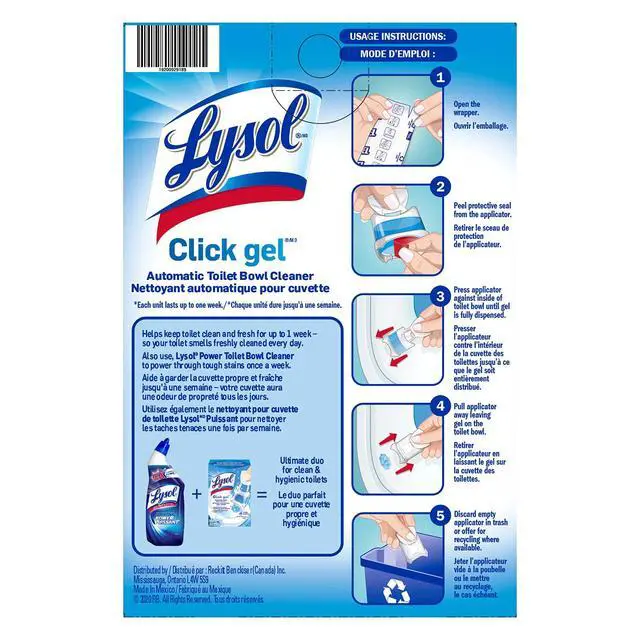 Alt view image 2 of 7 - Lysol Click Gel Automatic Toilet Bowl Cleaner, Gel Toilet Bowl Cleaner, for Cleaning and Refreshing, Ocean Fresh, 6 Applicators per Pack