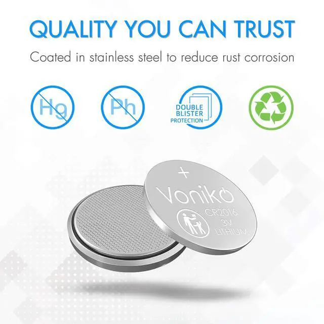 Alt view image 5 of 7 - CR2016 3V Lithium Batteries 6 Pack for Child Safety, Compatible with Remotes, Key Fobs, Glucose Monitors - 7 Years Shelf Life