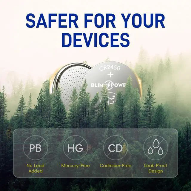 Alt view image 7 of 7 - Blinkspower CR2450 Lithium 3V Coin Battery, 6 Pack 2450 Battery, Child-Safe & Longest Lasting for Key Fobs, Smart Home Devices