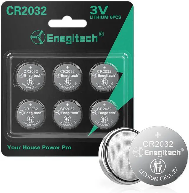 Main image of Enegitech CR2032 Lithium Coin Batteries Button 2032 3V Recommended for Use in Key Fobs, Watches, Door sensors, Calculators, Remote Controls, Thermometers, Key Finder GPS Compatible (6-Pack)