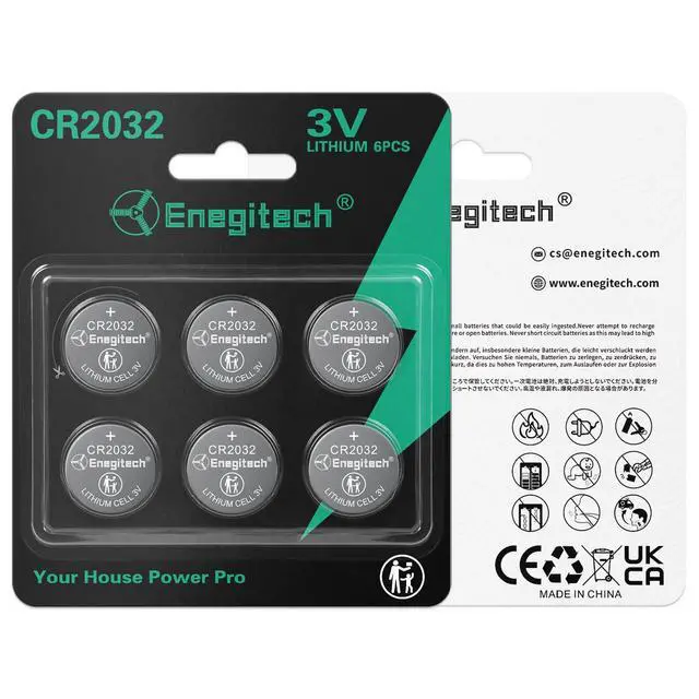 Alt view image 6 of 6 - Enegitech CR2032 Lithium Coin Batteries Button 2032 3V Recommended for Use in Key Fobs, Watches, Door sensors, Calculators, Remote Controls, Thermometers, Key Finder GPS Compatible (6-Pack)