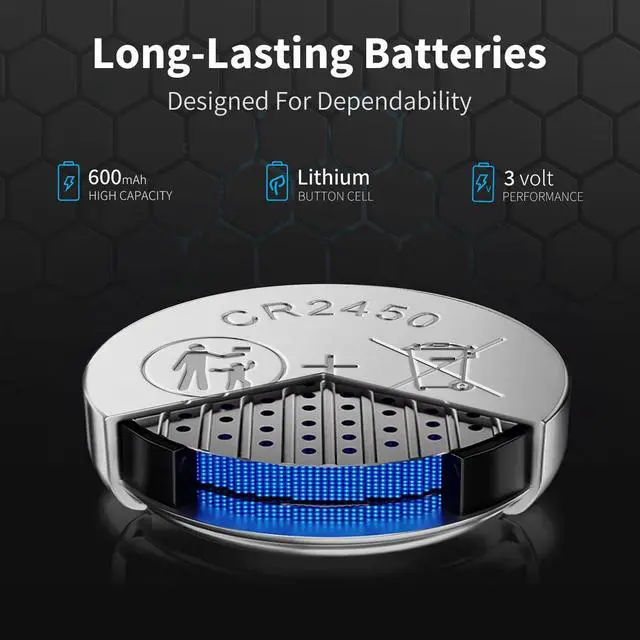 Alt view image 3 of 7 - NICEBATT Cr2450 3V Lithium Battery 6 Pack, Long Lasting Power for Key Fob,Door Sensor, Security System and More 2450 Batteries