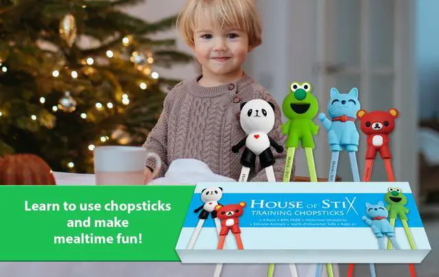 Alt view image 2 of 7 - Kids Training Chopsticks for Toddlers, Kids and Adults with 4 Pairs of Removable Finger Helpers, Animal Design, BPA-Free, Dishwasher-Safe (Animals 4-Pack)