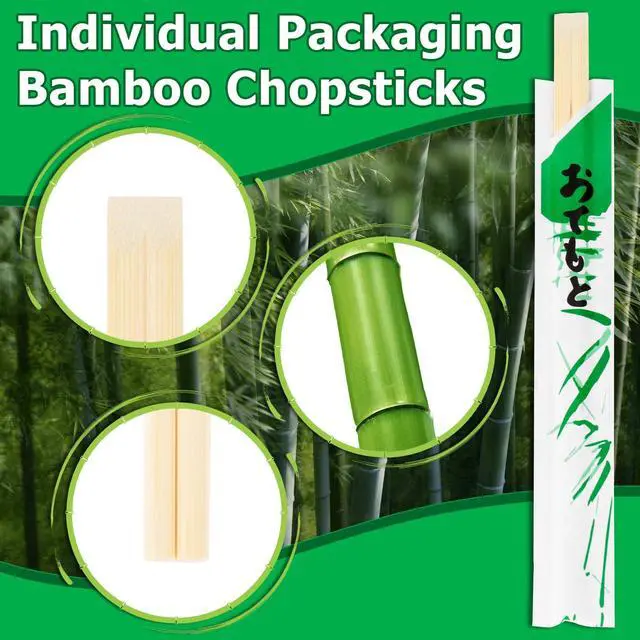 Alt view image 2 of 6 - RAINFLOW 48 Pairs Premium Bamboo Chopsticks - Individually Paper Wrapped Disposable Dining Sticks, Smooth Splinter-Free Natural Wooden Utensils for Sushi, Ramen, Camping, Party, Takeout