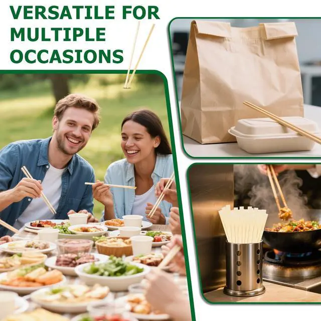 Alt view image 6 of 6 - RAINFLOW 48 Pairs Premium Bamboo Chopsticks - Individually Paper Wrapped Disposable Dining Sticks, Smooth Splinter-Free Natural Wooden Utensils for Sushi, Ramen, Camping, Party, Takeout