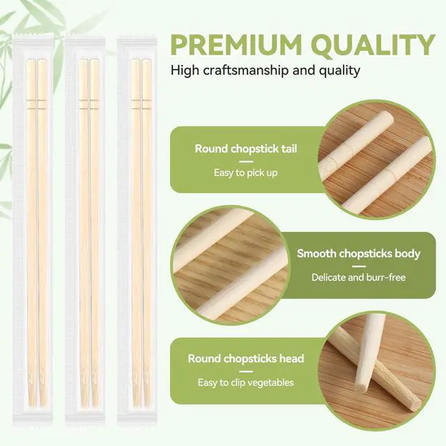 Alt view image 2 of 7 - 8.5 Inch X 25 Pairs Disposable Chopsticks,Simplea and Minimalistic Design,More Size Choices 7"/8.5"/9.5"/12"