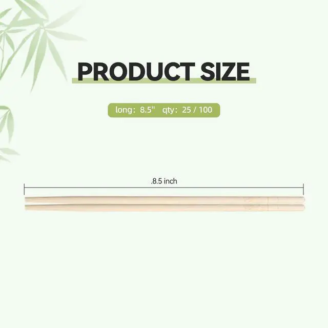 Alt view image 6 of 7 - 8.5 Inch X 25 Pairs Disposable Chopsticks,Simplea and Minimalistic Design,More Size Choices 7"/8.5"/9.5"/12"