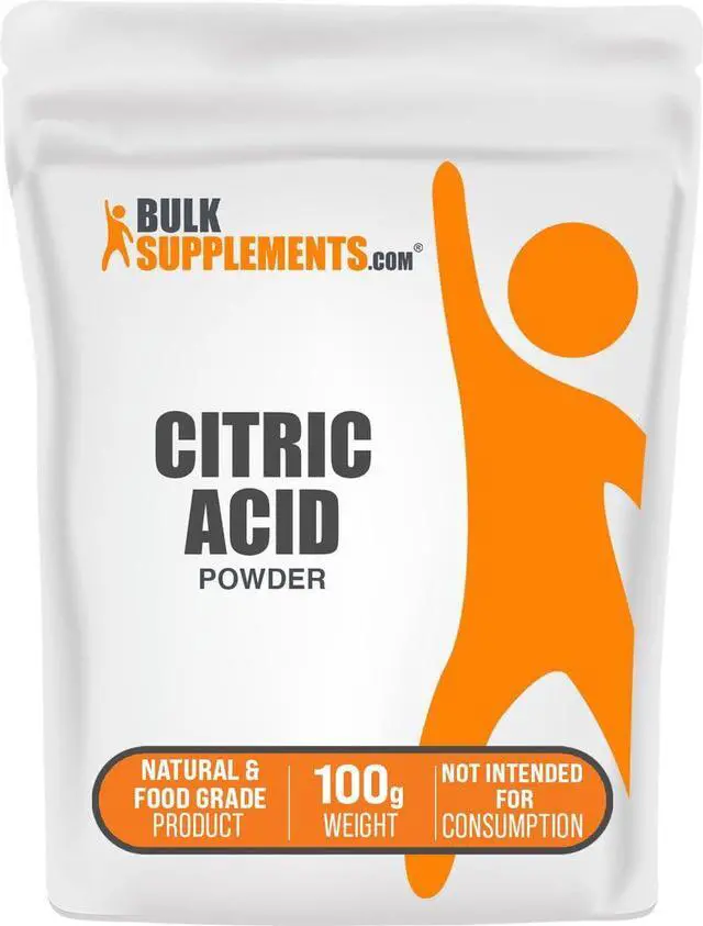 Main image of BulkSupplements.com Citric Acid Powder - Citric Acid Food Grade, for Flavor Enhancer, & Cleaning, Citric Acid for Bath Bombs - Anhydrous & Gluten Free, 100g (3.5 oz) (Pack of 1)