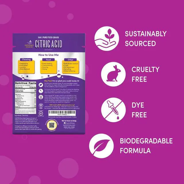 Alt view image 7 of 7 - Lemi Shine 100% Citric Acid - 8 oz. Bag
