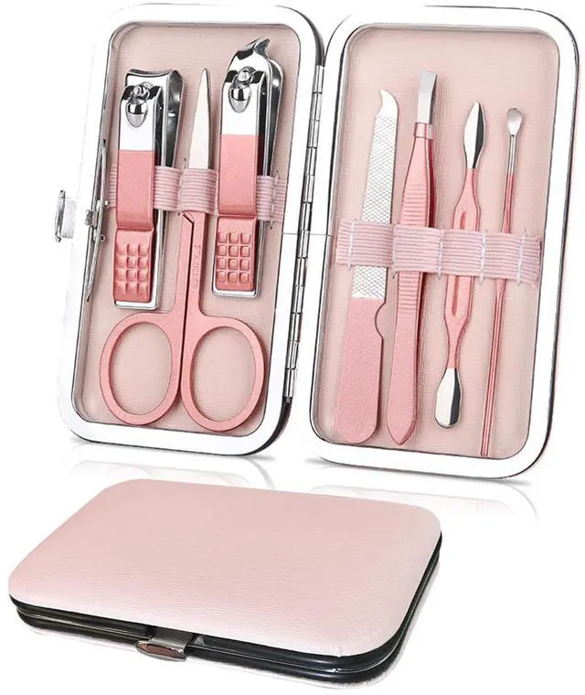 Main image of Premium Manicure Set, 7 in 1 Professional Nail Clippers Scissors Pedicure Kit, Stainless Steel Cuticle Nail Care Tools with Luxurious Travel Case, Portable Manicure Grooming Kit Gift for Women