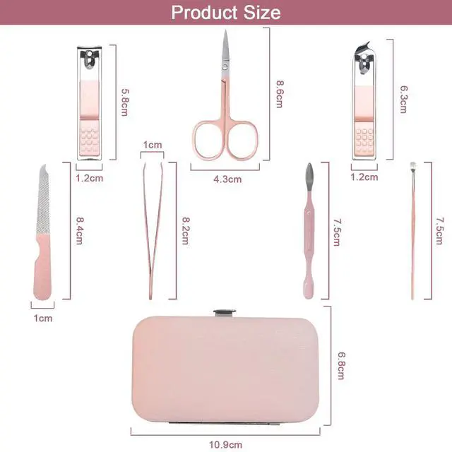 Alt view image 2 of 7 - Premium Manicure Set, 7 in 1 Professional Nail Clippers Scissors Pedicure Kit, Stainless Steel Cuticle Nail Care Tools with Luxurious Travel Case, Portable Manicure Grooming Kit Gift for Women