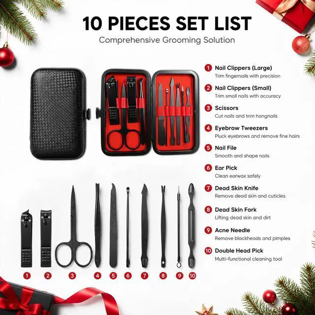Alt view image 3 of 7 - 10-Pc Manicure Set, Stocking Stuffers for Men, Gift Ideal for Teen Boy