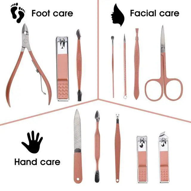 Alt view image 2 of 7 - Nail Clippers & Beauty Tool Portable Set, Rose Gold Manicure Set, 12 in 1.