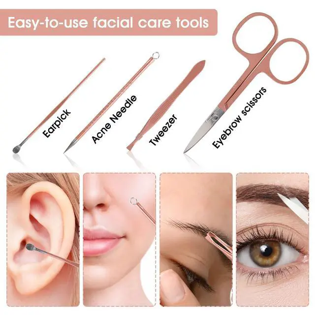 Alt view image 4 of 7 - Nail Clippers & Beauty Tool Portable Set, Rose Gold Manicure Set, 12 in 1.