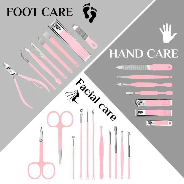 Alt view image 3 of 7 - 26-Piece Manicure Set for Women, Pink At-Home Nail Care Kit