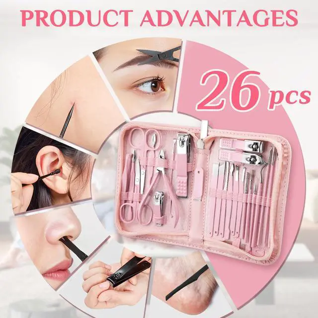 Alt view image 5 of 7 - 26-Piece Manicure Set for Women, Pink At-Home Nail Care Kit