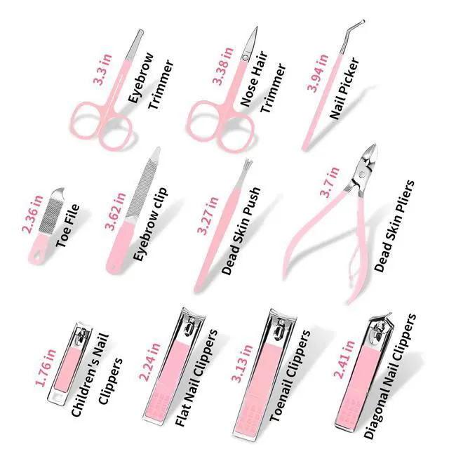 Alt view image 7 of 7 - 26-Piece Manicure Set for Women, Pink At-Home Nail Care Kit